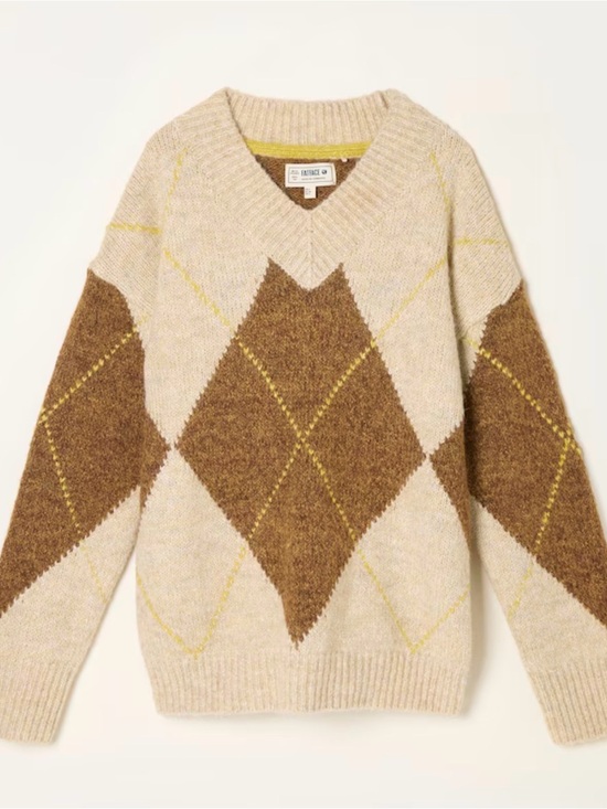 Sweaters - Fat Face Argyle V-Neck Sweater